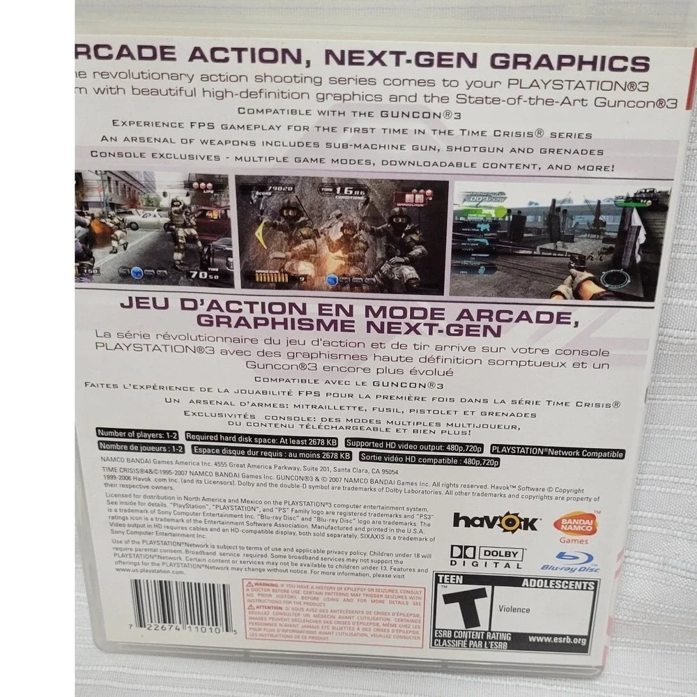 Time Crisis 4 Sony PlayStation 3 PS3 Bandai Namco Arcade Shooter Game CIB